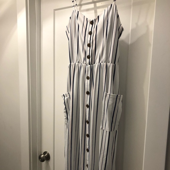 Amazon Fashion L stripe midi dress w/buttons - Picture 2 of 5